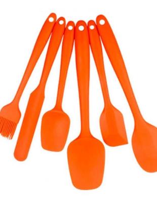 Набор силиконовых кухонных принадлежностей 6 в 1 оранжевый 29 см х 7,5 см (vol-918)