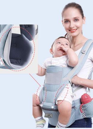 Хипсит, эрго-рюкзак, кенгуру переноска baby carrier 6 в 1 голубой (vol-891)3 фото