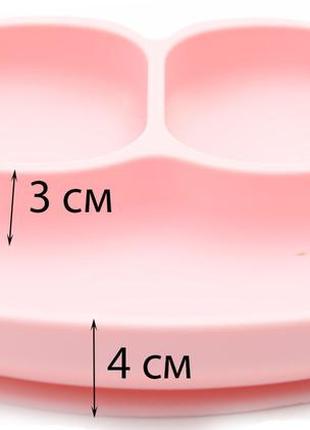 Набор силиконовая тарелка коврик, слюнявчик пвх со свинкой и силиконовая эргономическая ложка (vol-1096)3 фото