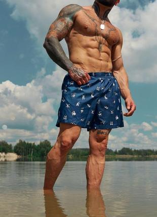 Шорты пляжные мужские dogs на лето синие | плавательные шорты плавки летние | купательные шорты3 фото