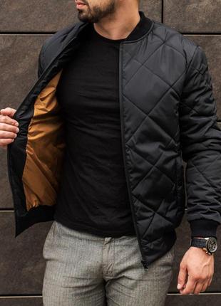Куртка чоловіча весняна осіння до -0°c c демісезонна стьобана bang чорна бомбер...