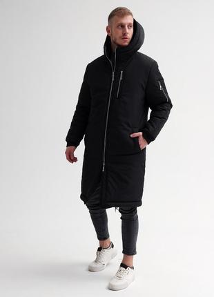 Парка мужская зимняя снеговик до -30°с теплая черная куртка мужская зимняя длинная2 фото
