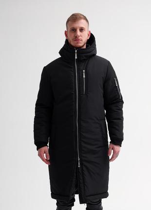 Парка мужская зимняя снеговик до -30°с теплая черная куртка мужская зимняя длинная6 фото
