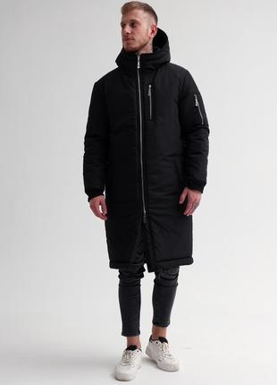 Парка мужская зимняя снеговик до -30°с теплая черная куртка мужская зимняя длинная4 фото