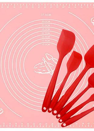 Силиконовый антипригарный коврик и набор силиконовых кухонных принадлежностей 6 в 1 (vol-924)