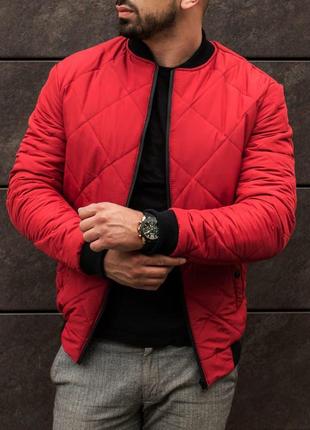 Куртка мужская весенняя осенняя до 0*с демисезонная стеганая bang красная бомбер мужской теплый