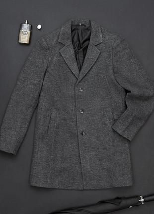Чоловіче пальто демісезонне двобортне bang v2 темно-сіре пальто весняне осіннє
