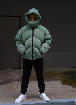 Куртка мужская зимняя оверсайз quad до -25*с зима олива пуховик мужской зимний теплая1 фото