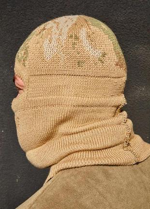 Шапка балаклава мужская тактическая as песочная камуфляж шапка хомут зимняя армейская военная камуфляжная8 фото