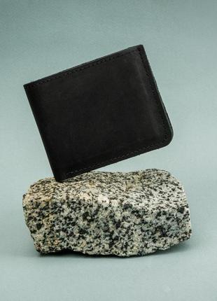 Гаманець чоловічий із натуральної шкіри hyde чорний | гаманець компактний портмоне шкіряне