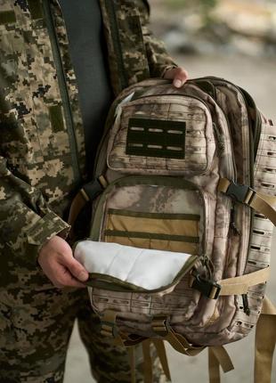 Рюкзак тактический большой на 100 литров армейский военный мужской mlrs песочный мультикам камуфляж  сумка8 фото