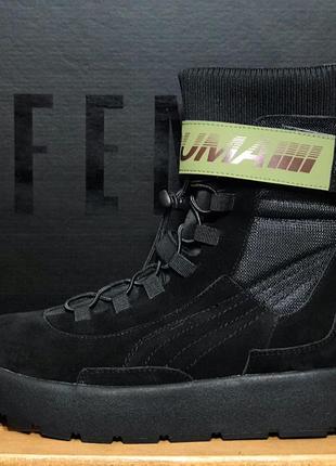 💞puma x fenty scuba boot black💞шикарні чорні високі сапои/черевики пума снікерси