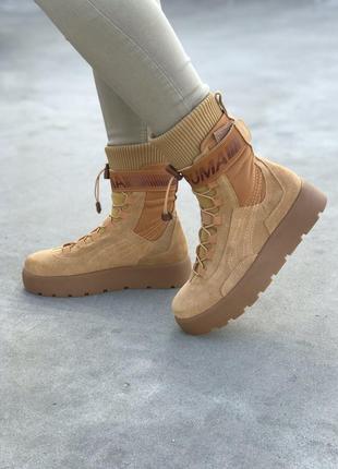 💝puma x fenty scuba boot beige💝женские высокие бежевые ботинки/сапоги пума осень/весна