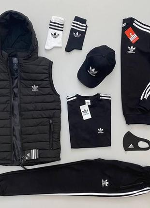 Жилетка мужская adidas демисезонная утепленная безрукавка весенняя осенняя с капюшоном адидас3 фото