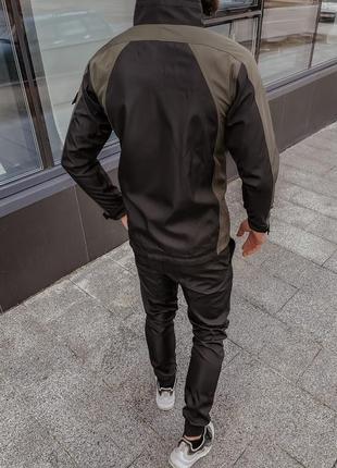 Куртка чоловіча soft shell light весняна осіння демісезонна чорна-хакі вітрівка чоловіча софт шелл2 фото