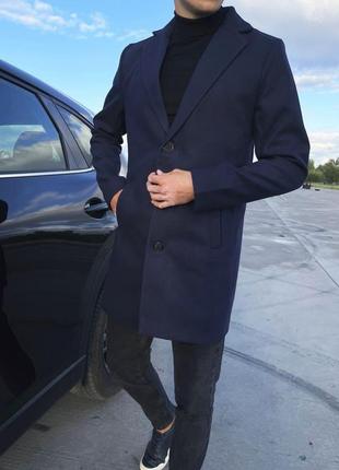 Чоловіче пальто кашемірове двобортне casual чорне пальто весняне осіннє демісезонне5 фото