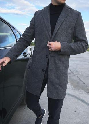 Чоловіче пальто кашемірове двобортне casual чорне пальто весняне осіннє демісезонне9 фото