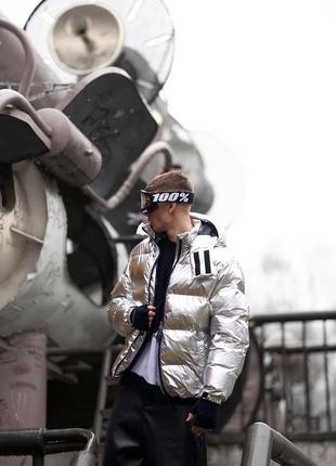 Куртка чоловіча зимова оверсайз до -30*с homie тепла срібна | пуховик чоловічий зимовий дутий люкс якості2 фото