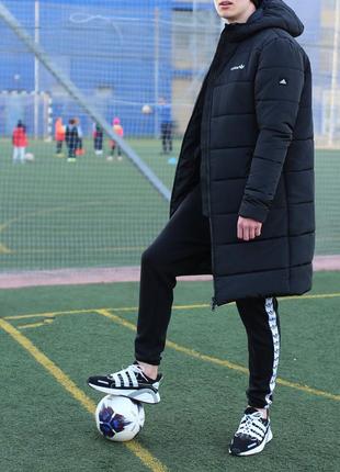 Парка чоловіча зимова adidas (адідас) до -29 тепла чорна куртка чоловіча зимова подовжена7 фото