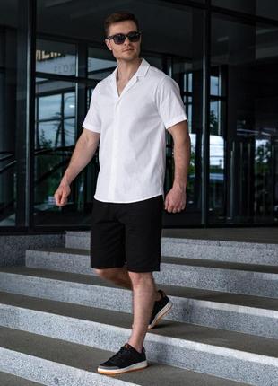 Мужская рубашка льняная на лето megapoli белая  рубашка легкая летняя повседневная классическая6 фото