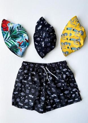 Шорти пляжні чоловічі плавки літні feathers чорні | плавальні шорти з сіткою топ якості7 фото
