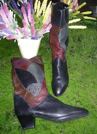 Сапоги hogl винтажные со свободным голенищем демисезонные кожаные австрия