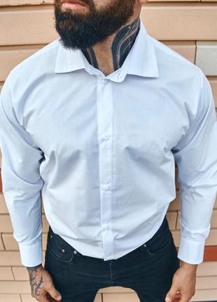 Мужская рубашка классическая с длинным рукавом хлопковая as белая3 фото