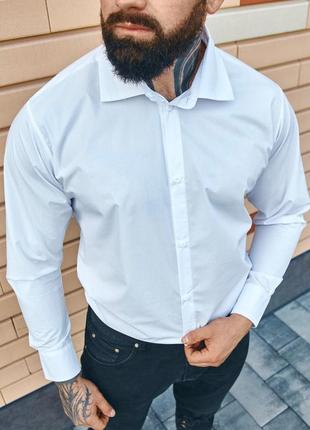 Мужская рубашка классическая с длинным рукавом хлопковая as белая1 фото