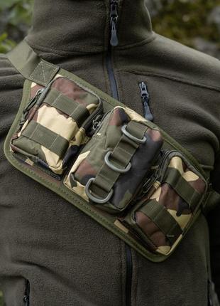 Тактическая сумка на пояс через плечо belt темный мультикам камуфляж сумка поясная военная армейская6 фото