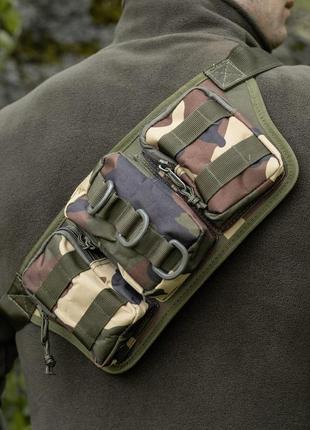 Тактическая сумка на пояс через плечо belt темный мультикам камуфляж сумка поясная военная армейская7 фото