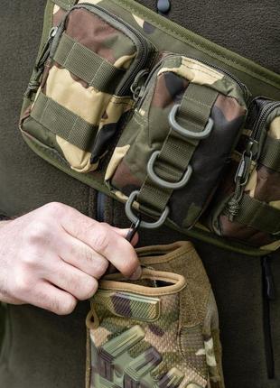 Тактическая сумка на пояс через плечо belt темный мультикам камуфляж сумка поясная военная армейская8 фото