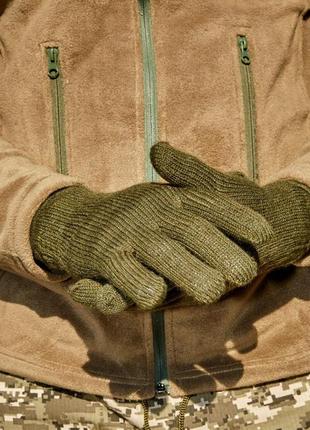 Рукавички чоловічі жіночі теплі vezy хакі рукавички унісекс зимові трикотажні