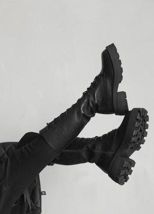 Ботинки женские кожаные демисезонные весенние осенние rexa длинные высокие на каблуке2 фото