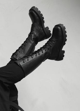 Ботинки женские кожаные демисезонные весенние осенние rexa длинные высокие на каблуке1 фото