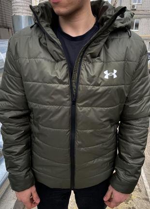 Куртка чоловіча демісезонна under armour до 0 °c хакі  ⁇  вітровка утеплена весняна осінка андер армор