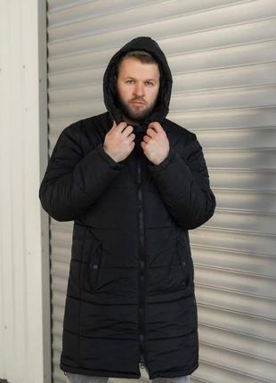 Зимняя парка мужская до -20*с теплая as черная | куртка мужская зима удлиненная | пальто3 фото