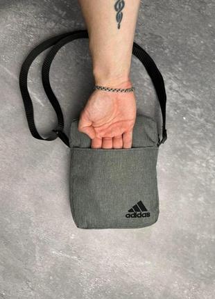 Барсетка мужская adidas темно-серая меланж  сумка через плечо спортивная адидас мессенджер3 фото