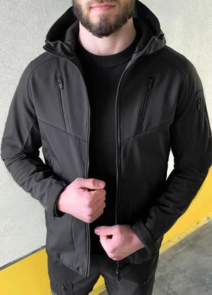 Куртка мужская демисезонная softshell argument весенняя осенняя черная ветровка софт шел1 фото