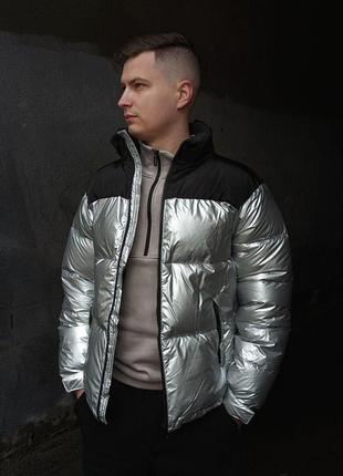 Куртка мужская зимняя дутая до -25*с короткая simple серая лаке | пуховик мужской зимний3 фото
