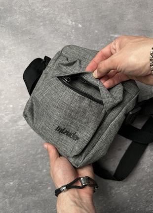 Барсетка на плече чоловіча intru сіра меланж месенджер тканинний | сумка через плече спортивна3 фото
