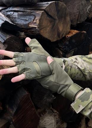 Тактические перчатки беспалые зсу защитные мужские tactik хаки перчатки без пальцев...