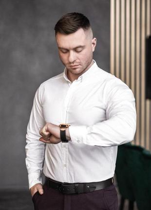 Сорочка чоловіча класична orel приталена біла сорочка з довгим рукавом повсякденна2 фото
