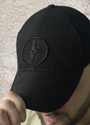 Кепка stone island cl летняя мужская женская черная бейсболка стон айленд спортивная с регулятором размера