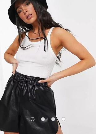 Белый коттоновый хлопковый хлопковый боди маечка в рубчик weekday