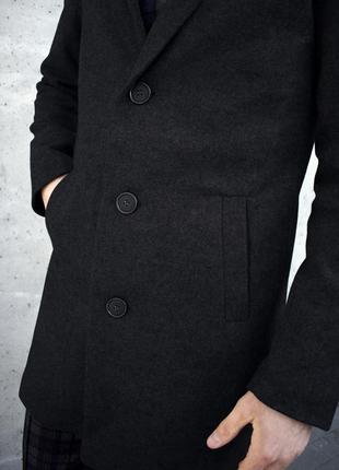Пальто чоловіче кашемірове ram чорне весняне осіннє чоловіче пальто двобортне2 фото
