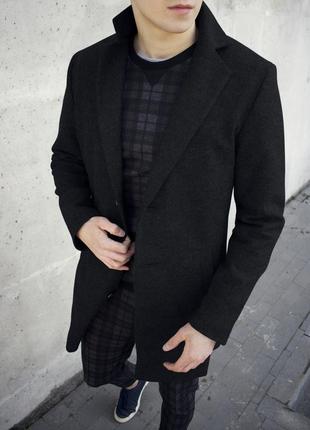 Пальто мужское кашемировое ram черное весеннее осеннее мужское пальто двубортное