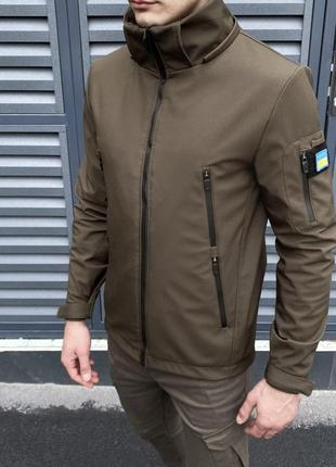 Куртка мужская тактическая soft shell на флисе демисезонная осенняя весенняя motiv хаки ветровка4 фото