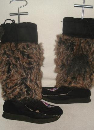 35,5-36 р./23 cм. фирменные утепленные зимние сапожки в этно стиле