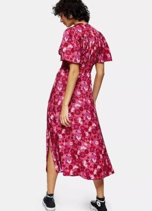 Платье topshop шикарное бардовое, вискоза 100%, летнее с разрезом на ножках3 фото