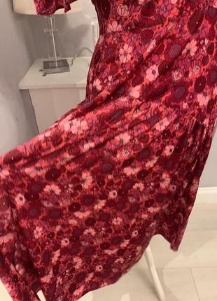 Платье topshop шикарное бардовое, вискоза 100%, летнее с разрезом на ножках9 фото
